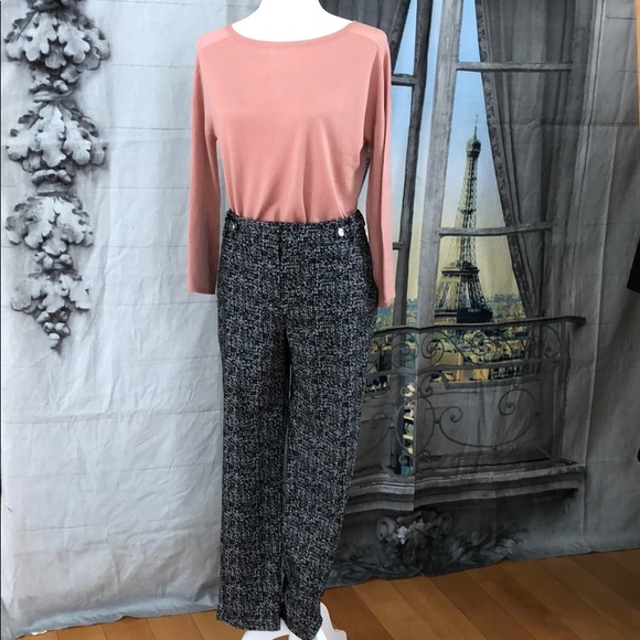Calvin Klein Black/White Tweed Pattern Pant  Sz 10 - Picture 1 of 8